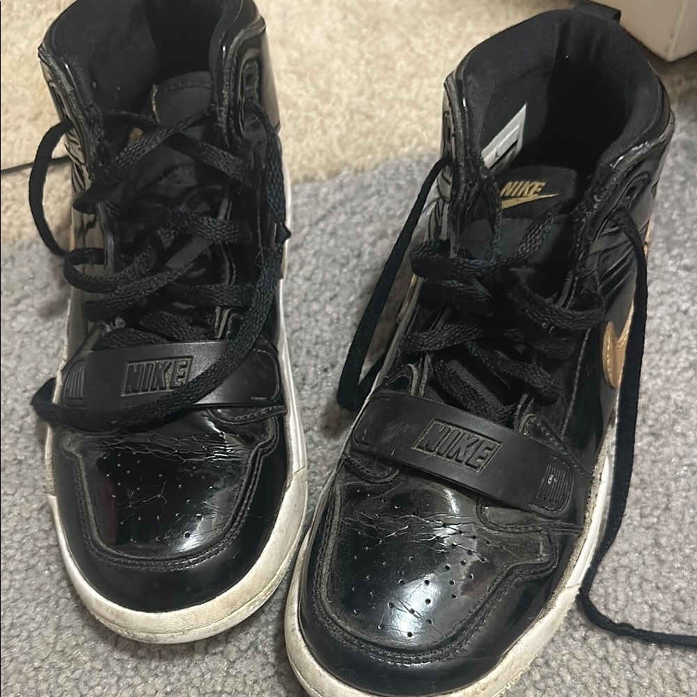 Nike Kids' High-Top Sneakers in Black and Gold